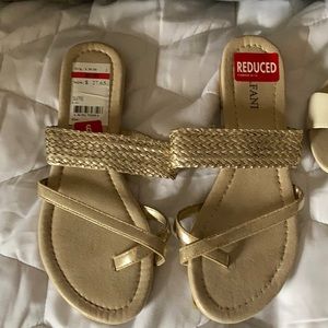 Alfani brand new flat gold sandals. Size 6